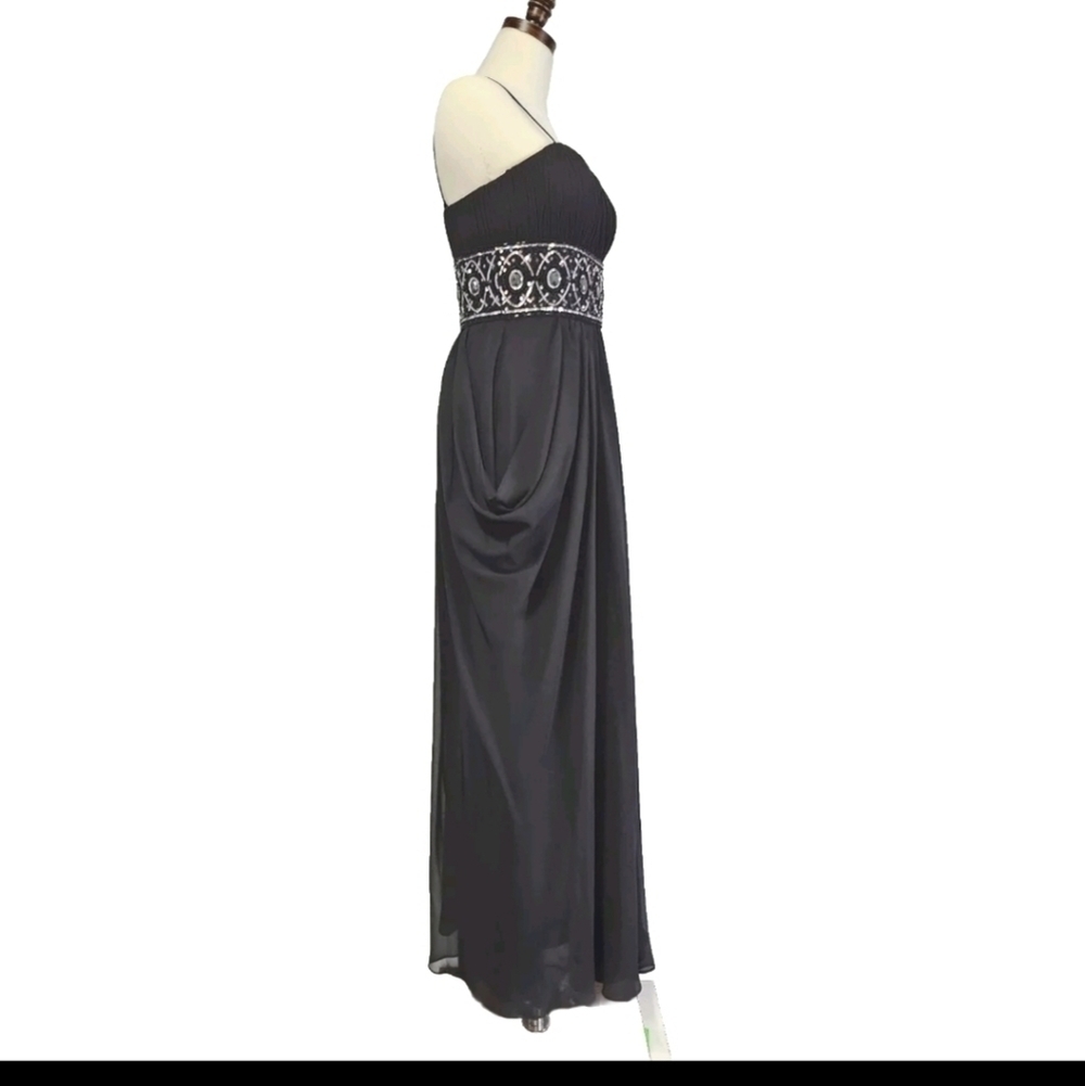 Hailey Adrianna Papell Black Formal Elegant Sexy Evening Prom Beaded Long Gown 6 - Picture 3 of 16